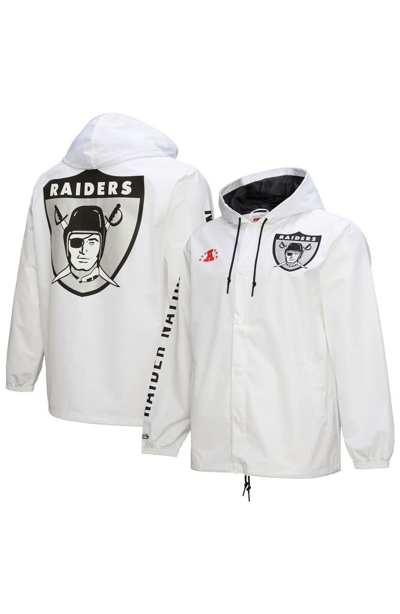 Mitchell & Ness Men's Mitchell & Ness  White Oakland Raiders Vintage Logo Coaches Full-Snap Hoodie Jacket, Main, color, 