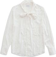 AG Lora Metallic Tie Neck Button-Up Shirt