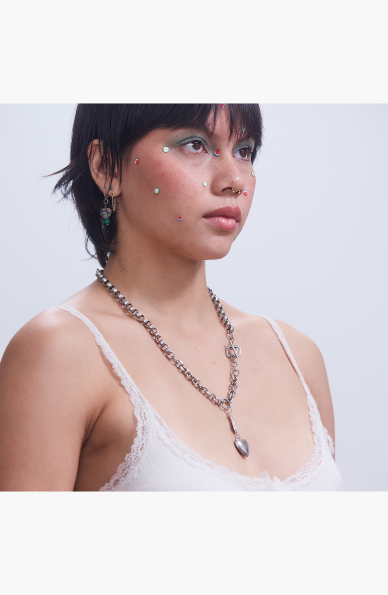 SHOP SPICY DAN Charles Antique Hand Holding Heart Charm Necklace, Alternate, color, Silver