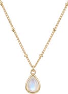 Adornia 14k Gold Plated Pear Moonstone Pendant Necklace