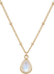 Adornia 14k Gold Plated Pear Moonstone Pendant Necklace