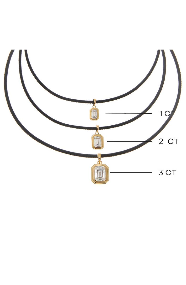 BY ADINA EDEN Lab Grown Diamond Emerald Bezel Brown Leather Chain Necklace 14K, Alternate, color, Brown - 2 Carat