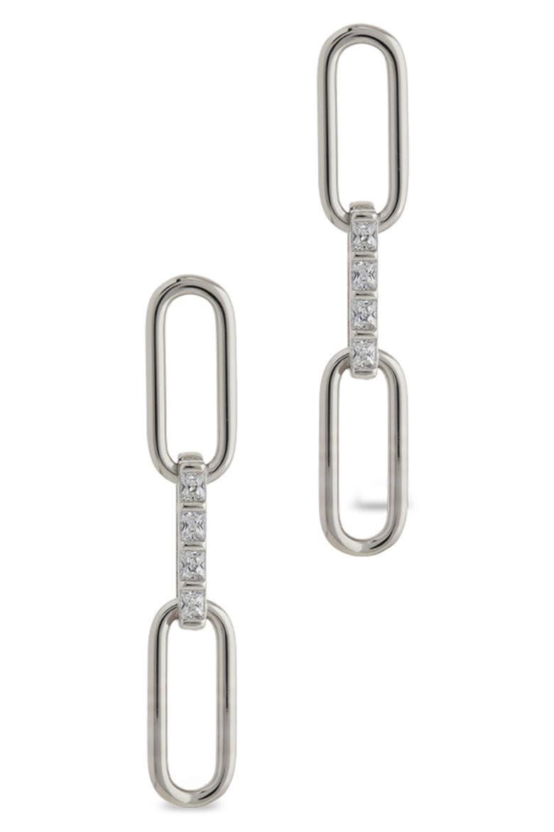 Daniella Baguette Link Drop Earrings, Alternate, color, SILVER