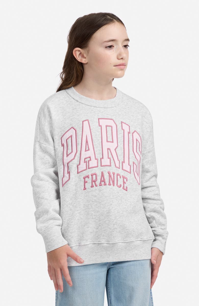 abercrombie kids Kids' I Heart Paris Fleece Graphic Sweatshirt, Alternate, color, Light Grey Heather