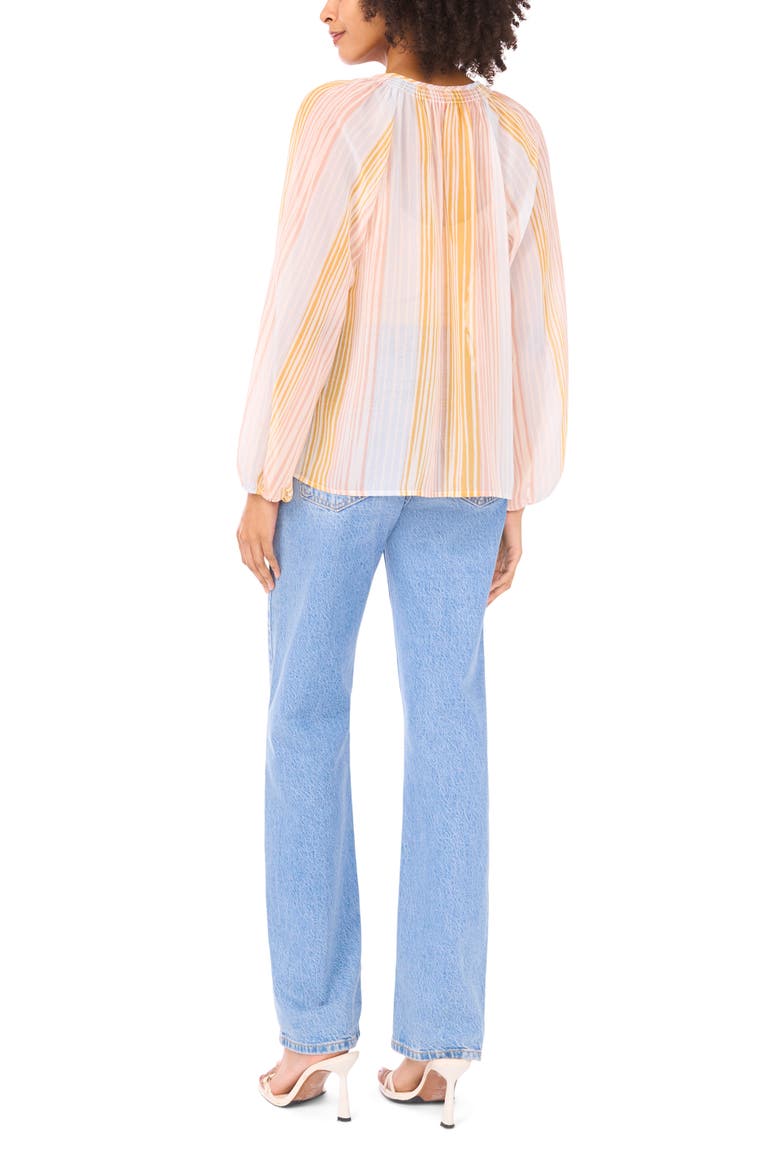 Stripe Split Neck Top, Alternate, color, NEW IVORY