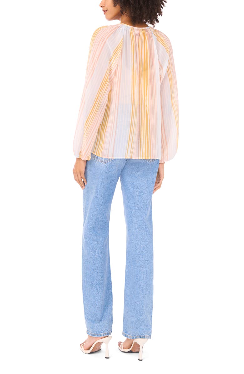 Vince Camuto Stripe Split Neck Top, Alternate, color, New Ivory