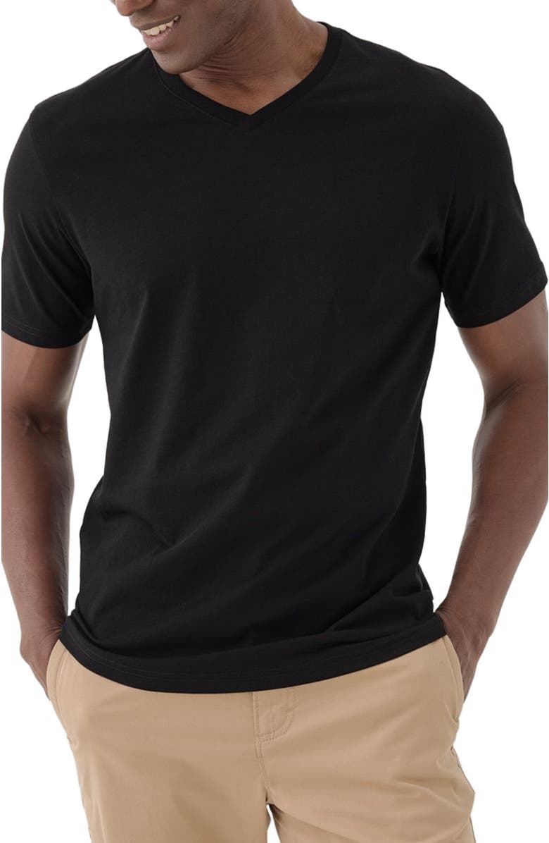 Pact Organic Softspun V-Neck Tee, Main, color, Black