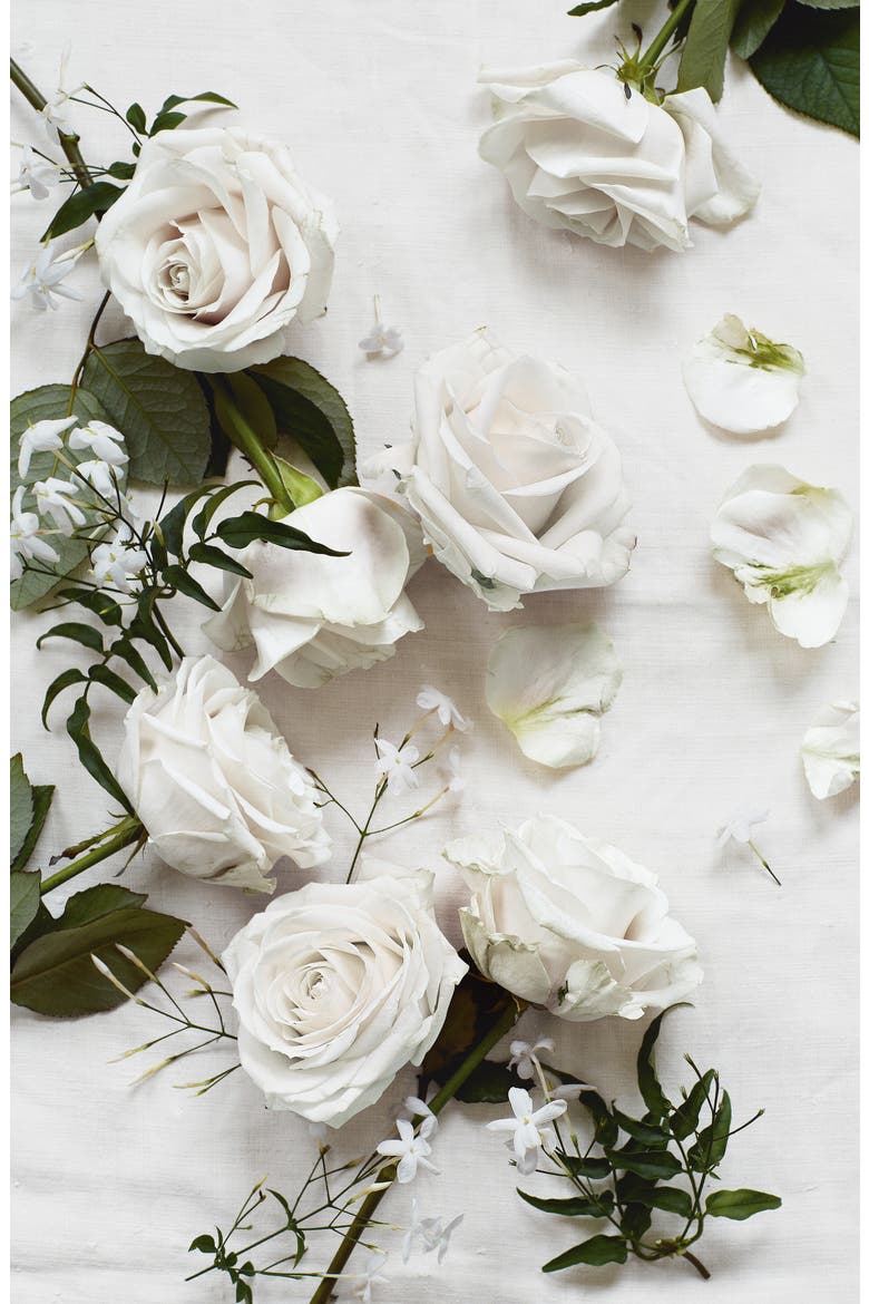 Large Flowers Scented Candle, Alternate, color, WHITE