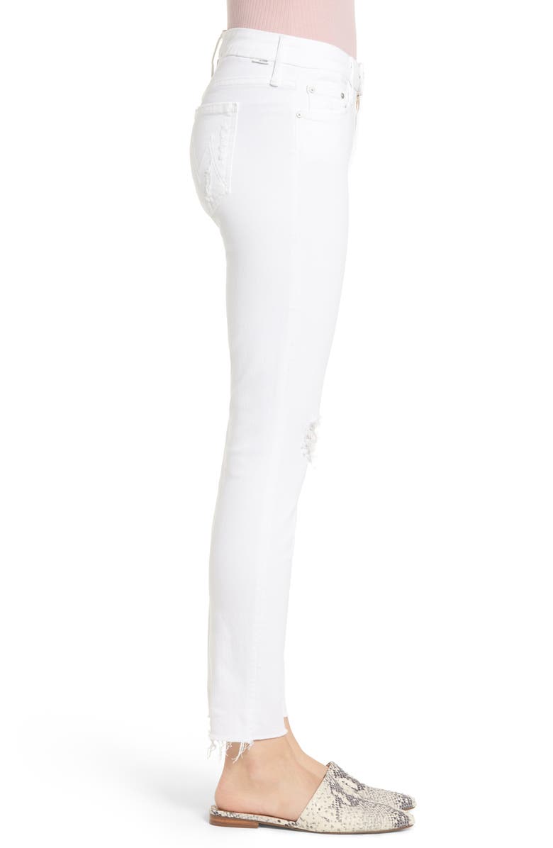 MOTHER 'Looker' Frayed Ankle Crop Jeans, Alternate, color,