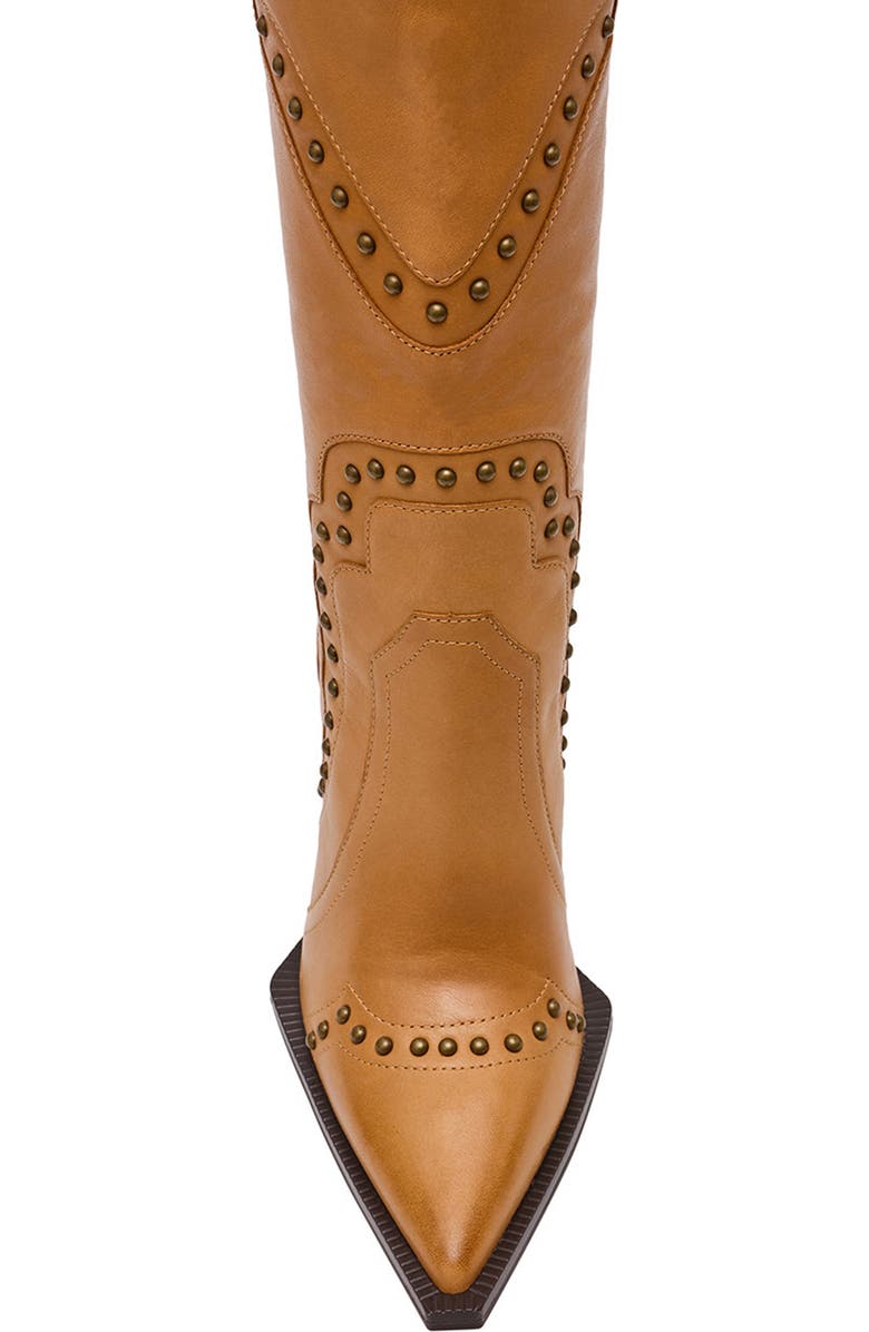Steve Madden Kylar Studded Western Boot, Alternate, color, Cognac Leather