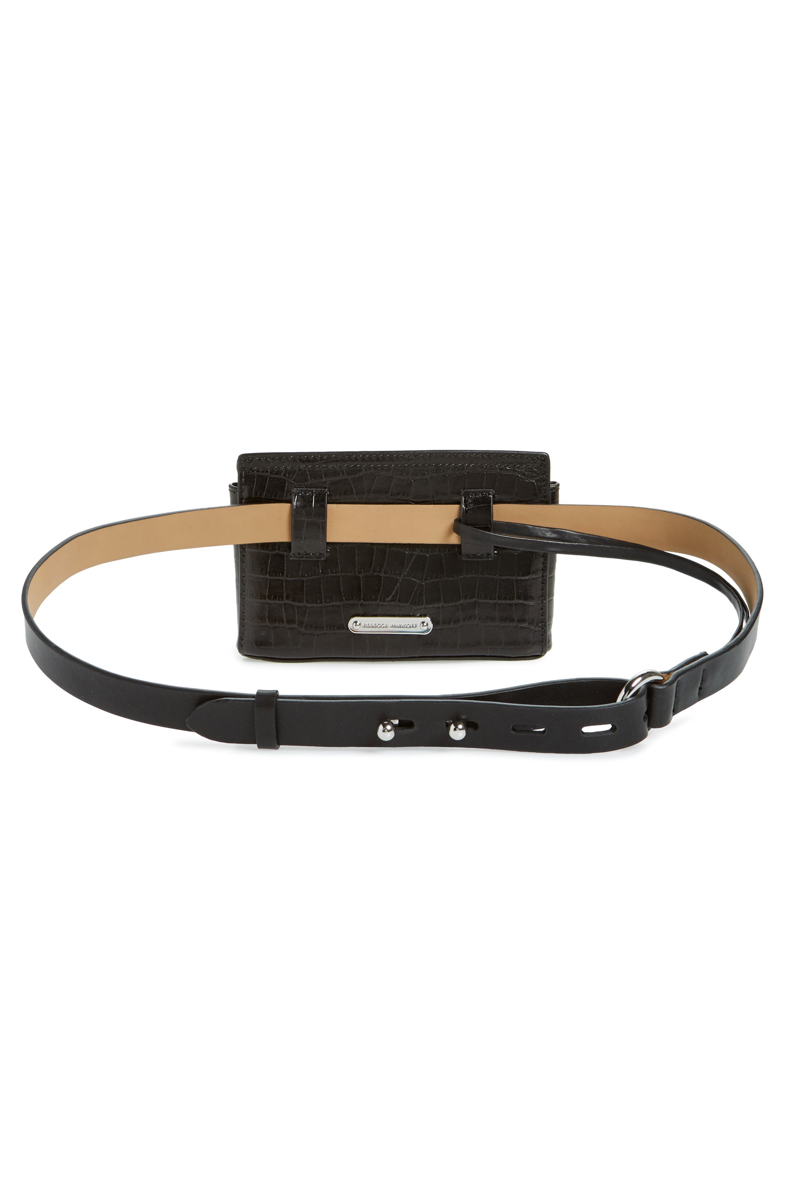 Rebecca Minkoff Croc Embossed Leather Belt Bag, Alternate, color, 