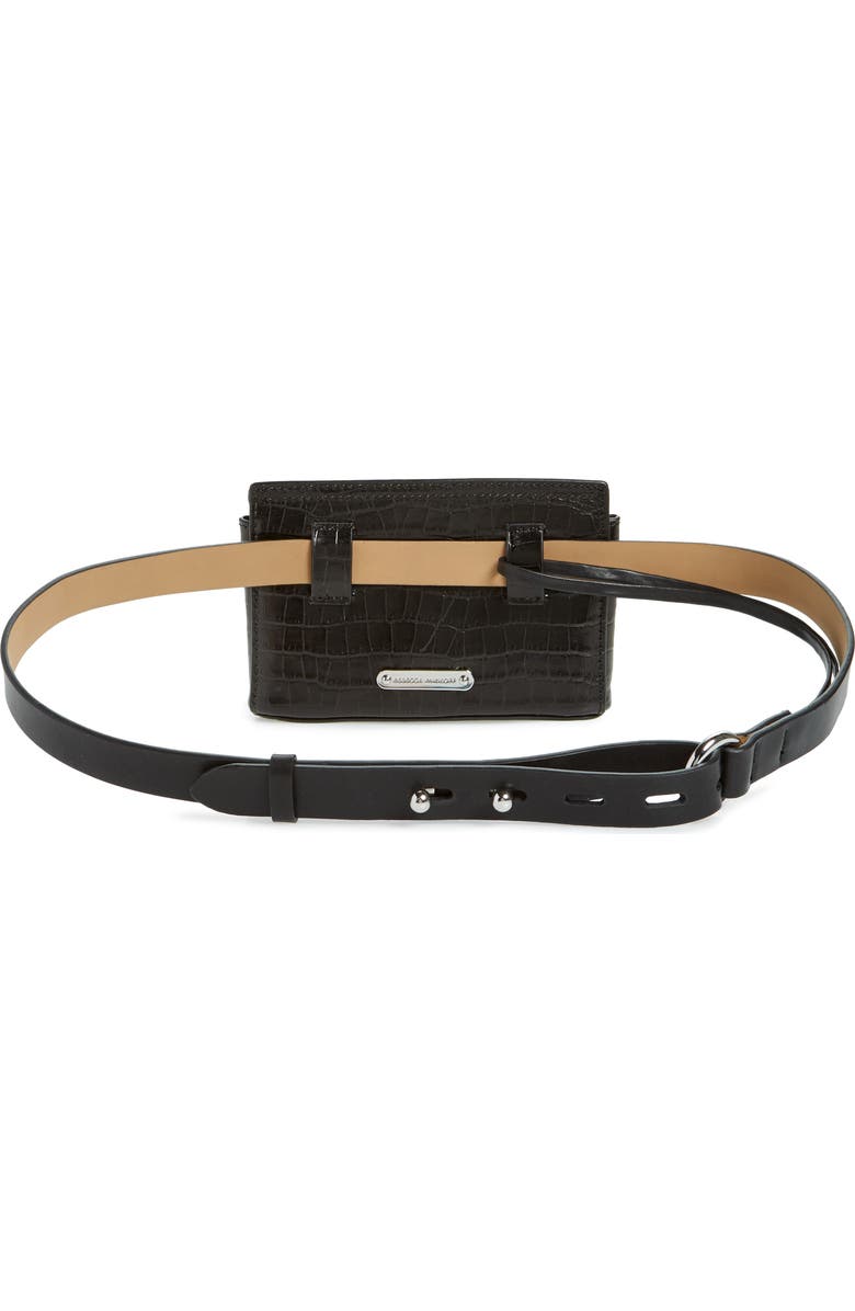 Rebecca Minkoff Croc Embossed Leather Belt Bag, Alternate, color,