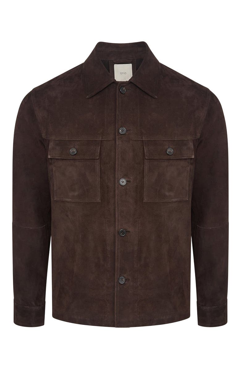Onia Suede Traveler Jacket, Alternate, color, Chocolate