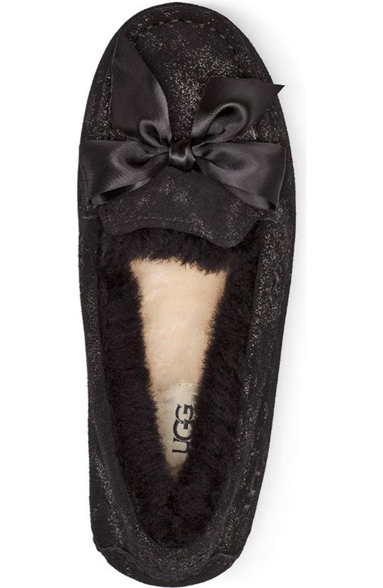 UGG<sup>®</sup> UGG Ansley Bow Glimmer Faux Fur Lined Slipper, Alternate, color,