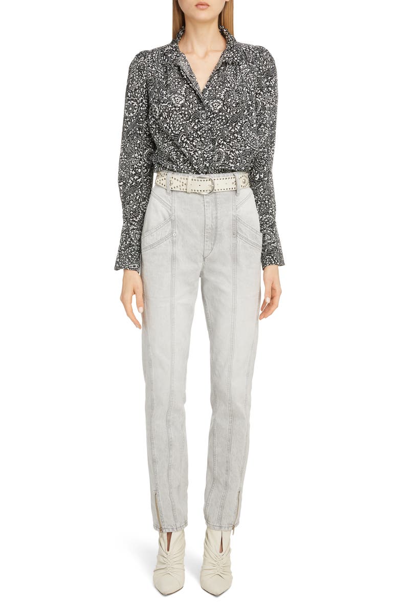 Isabel Marant Paisley Print Silk Blouse, Alternate, color,