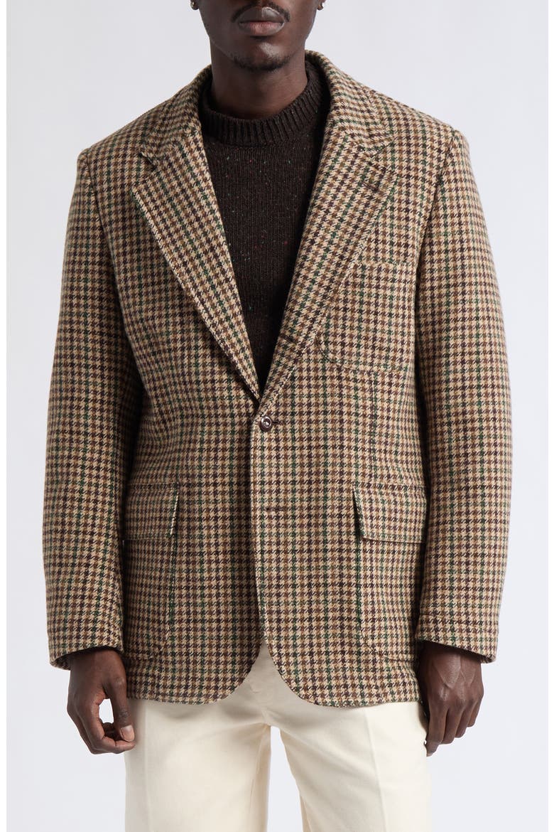 Houndcheck Games Tweed Sport Coat, Main, color, BROWN/ GREEN