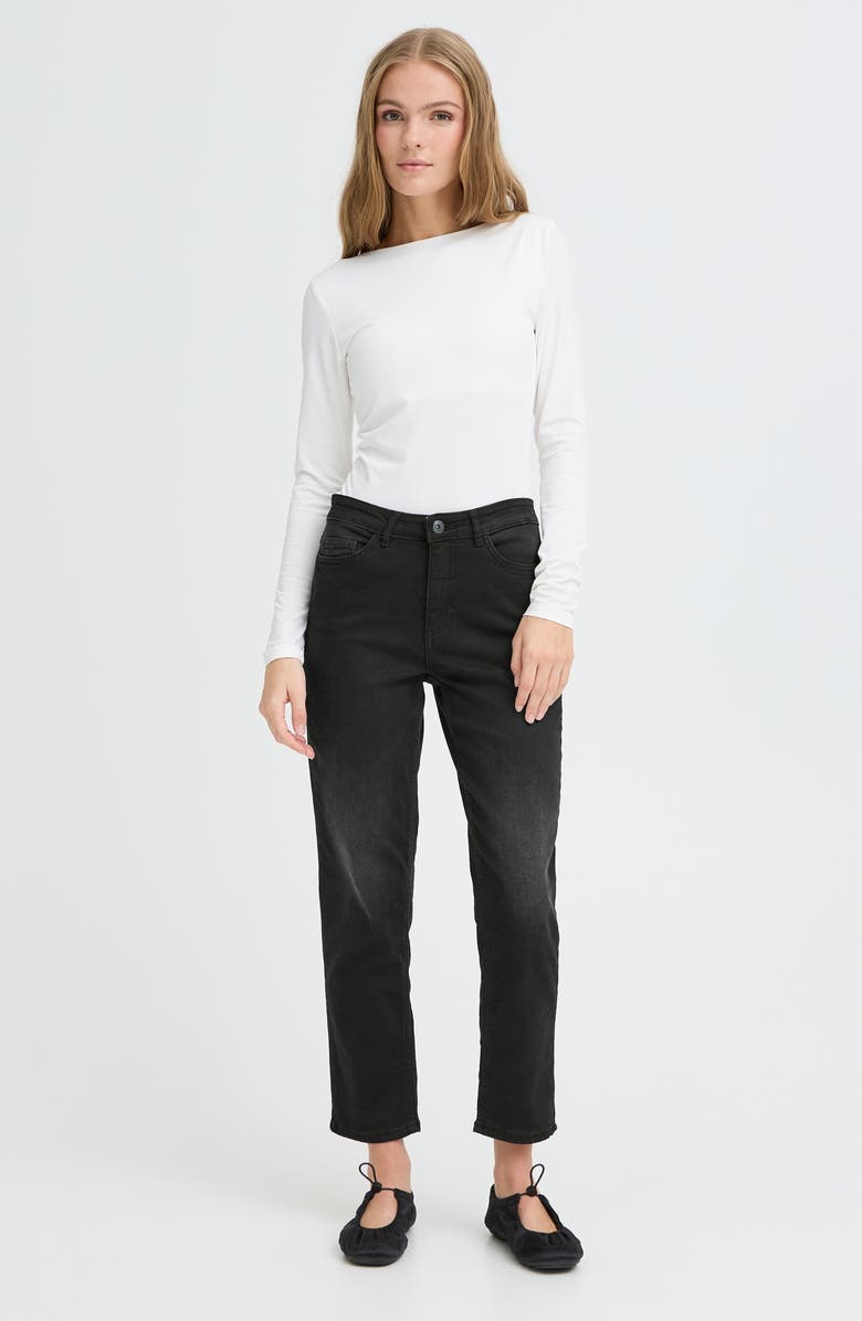 ICHI Ankle Straight Jeans, Alternate, color, Black