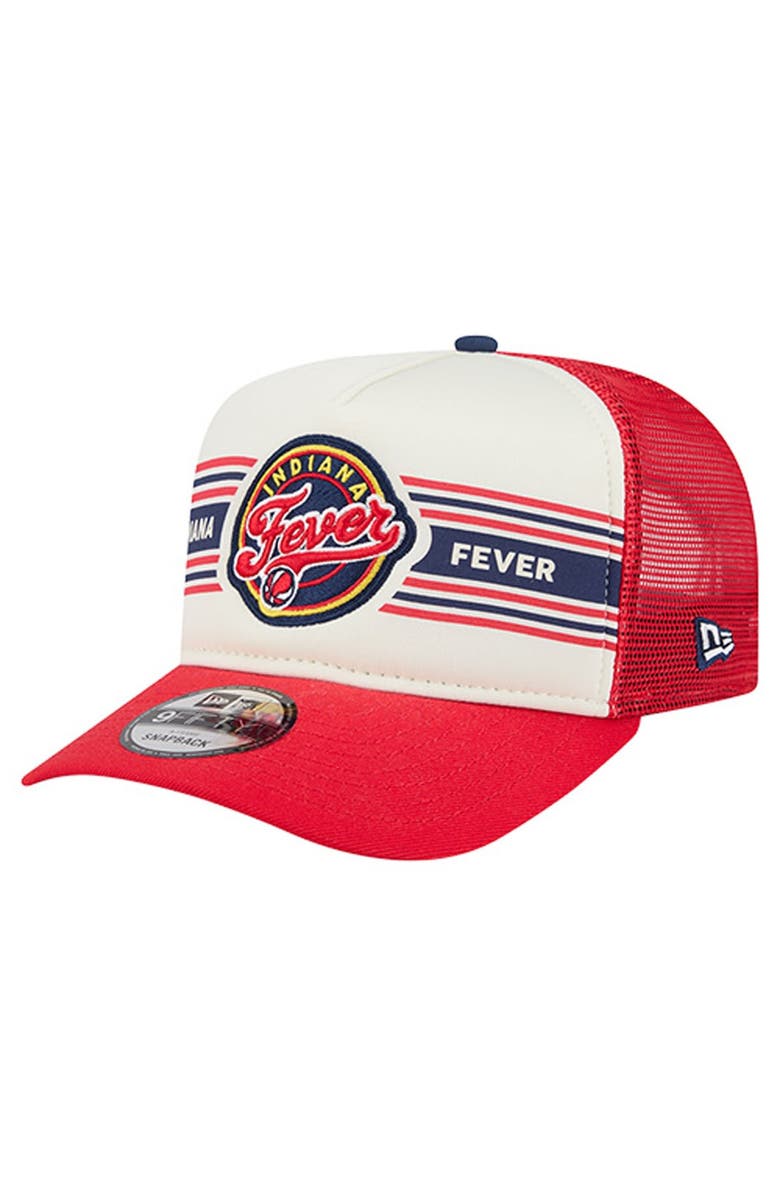 New Era Unisex New Era  White/Red Indiana Fever Banner Foam Front 9FIFTY A-Frame Adjustable Trucker Hat, Main, color, White