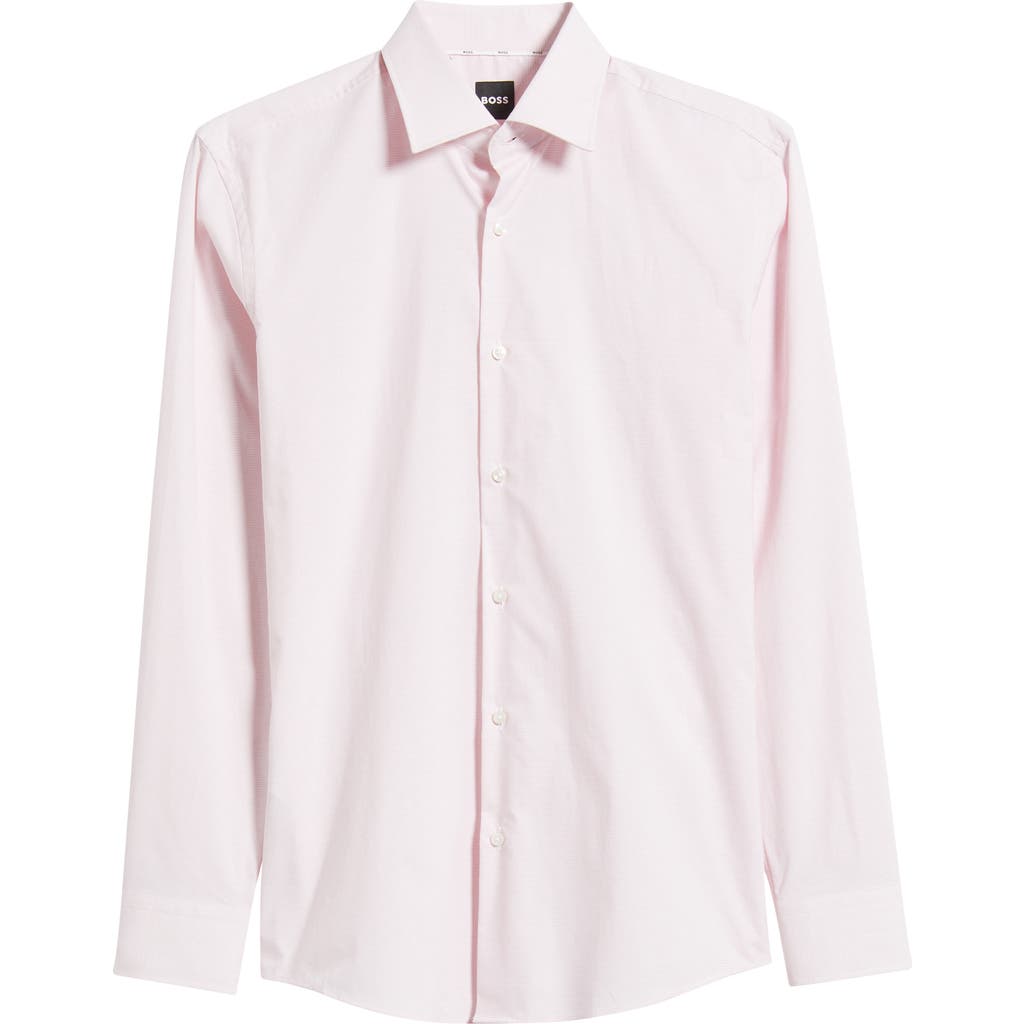 Hugo Boss Boss Hank Kent Slim Fit Performance Stretch Cotton Dress Shirt In White