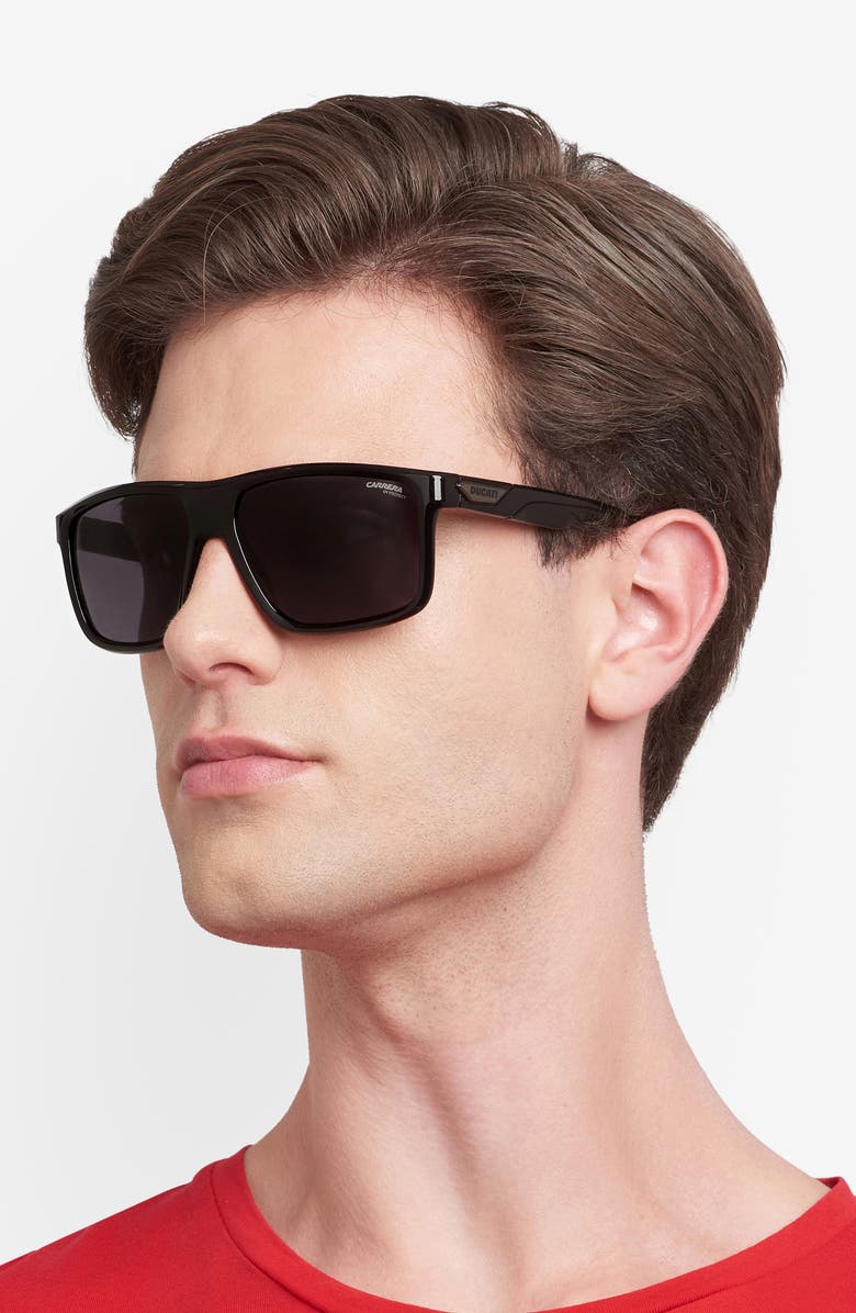Carrera Eyewear x Ducati Carduc 60mm Rectangular Sunglasses, Alternate, color, Black/ Grey