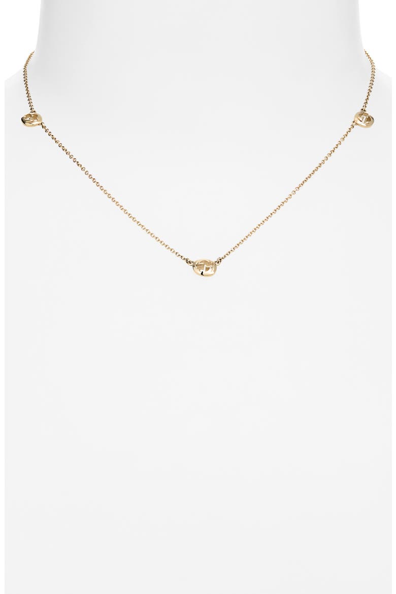 Interlocking G Station Necklace, Alternate, color, GOLD