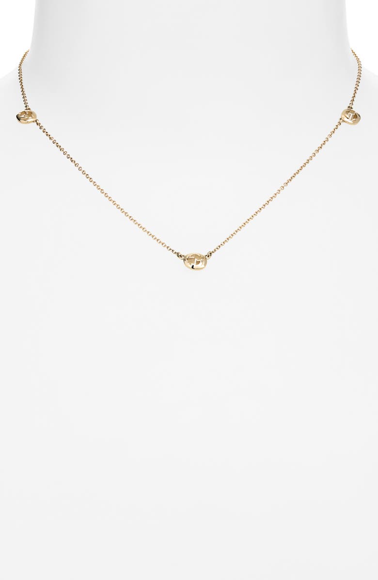 Gucci Interlocking G Station Necklace, Alternate, color, Gold