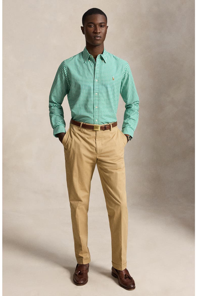 Gingham Long Sleeve Oxford Shirt, Alternate, color, GRN/ WHITE