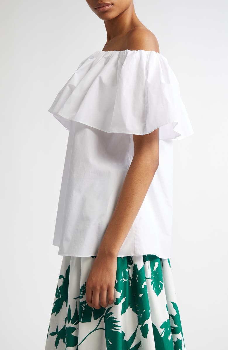 Max Mara Studio Peccati Off the Shoulder Poplin Top, Alternate, color, Optical White