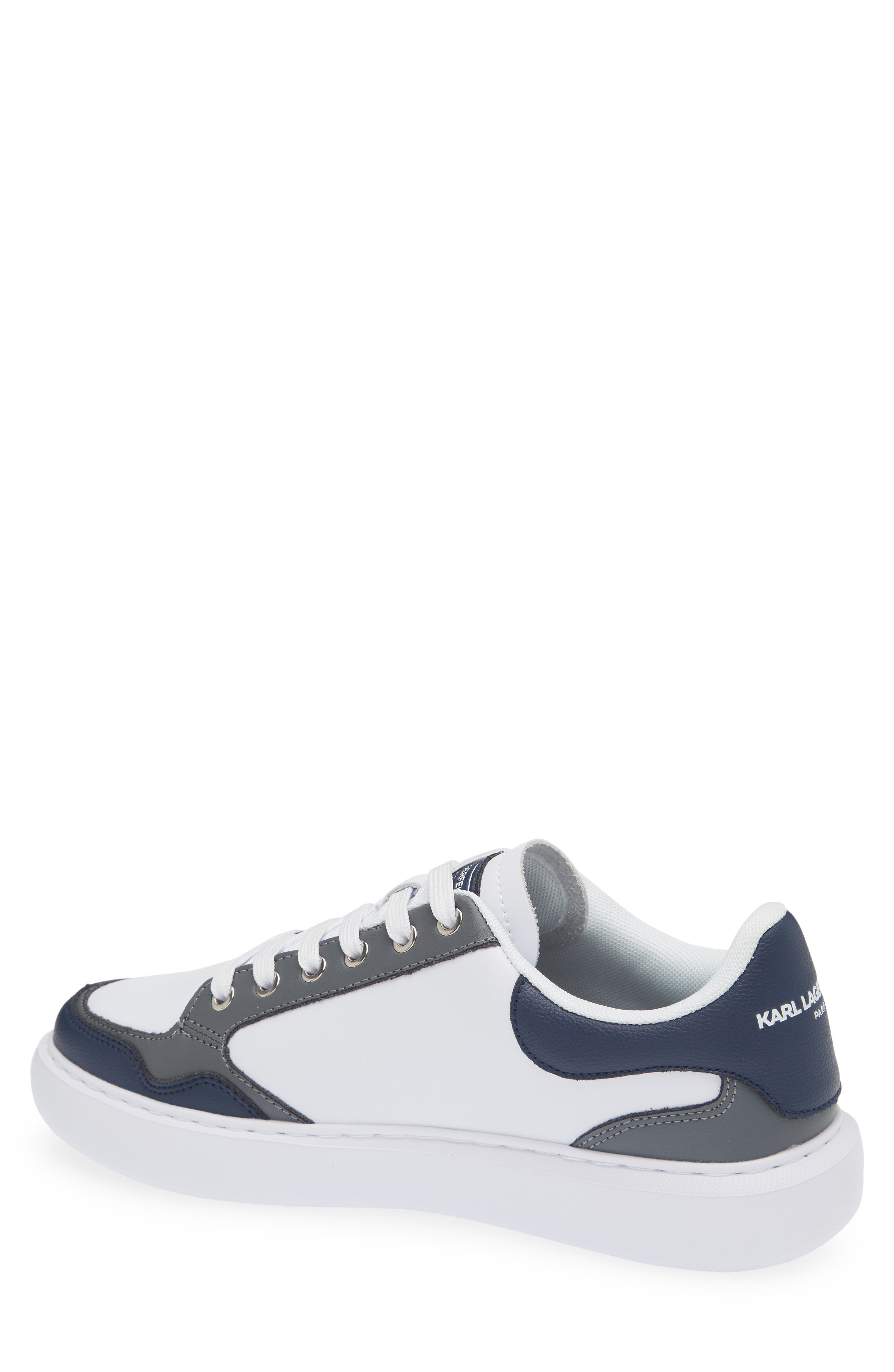 Leather Low Top Sneaker, Alternate, color, WHITE/ NAVY