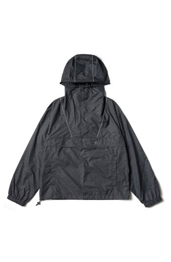 Alphastyle Sauk Water Repellent Reflective Hooded Anorak Jacket In Black