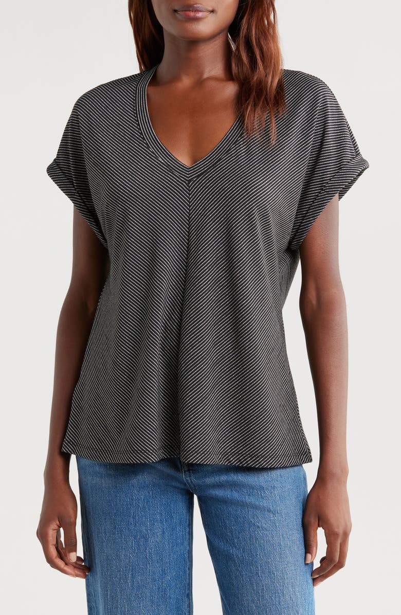 Tommy Bahama Kauai Tranquil Sea Metallic V-Neck T-Shirt, Main, color, 