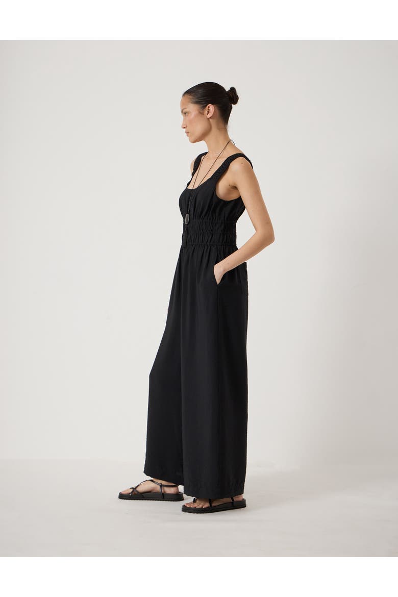 Wrenna Gathered Straps Airflow Jumpsuit, Alternate, color, Black