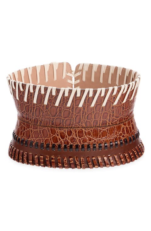 Whipstitch Leather Corset Belt