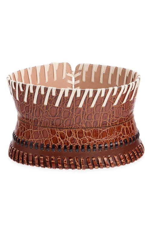 Dries Van Noten Whipstitch Leather Corset Belt In Brown