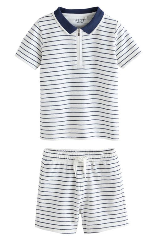 Next Kids' Stripe Polo & Shorts Set In White