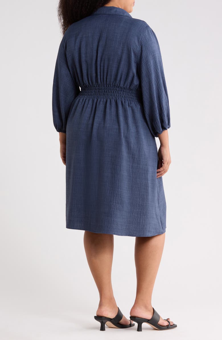 MAX STUDIO Balloon Sleeve Pleated Waist Shirtdress, Alternate, color, Heather Indigo