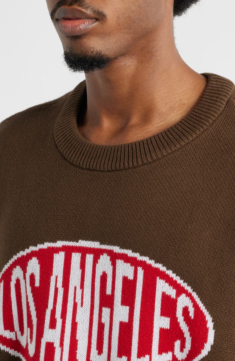 PacSun Racing Team Jacquard Graphic Sweater, Alternate, color, Brown