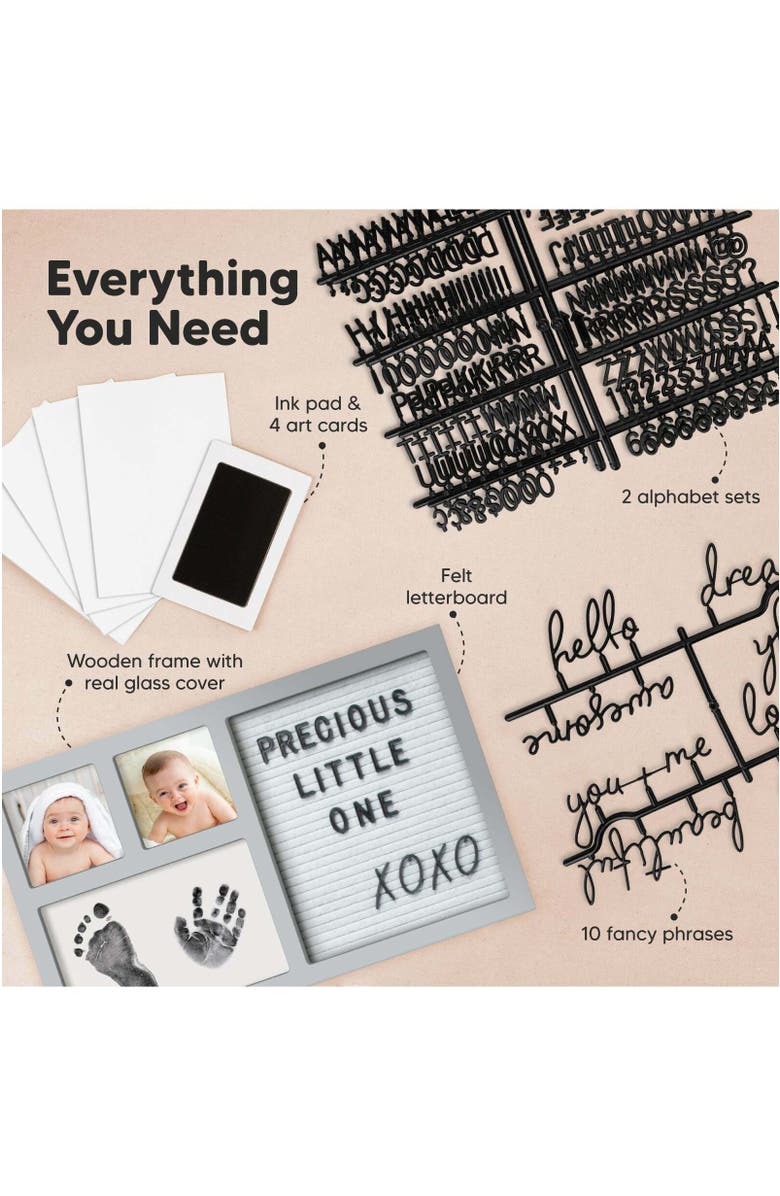 KeaBabies Heartfelt Clean Touch Inkless Hand & Footprint Frame Kit with Letterboard, Alternate, color, 