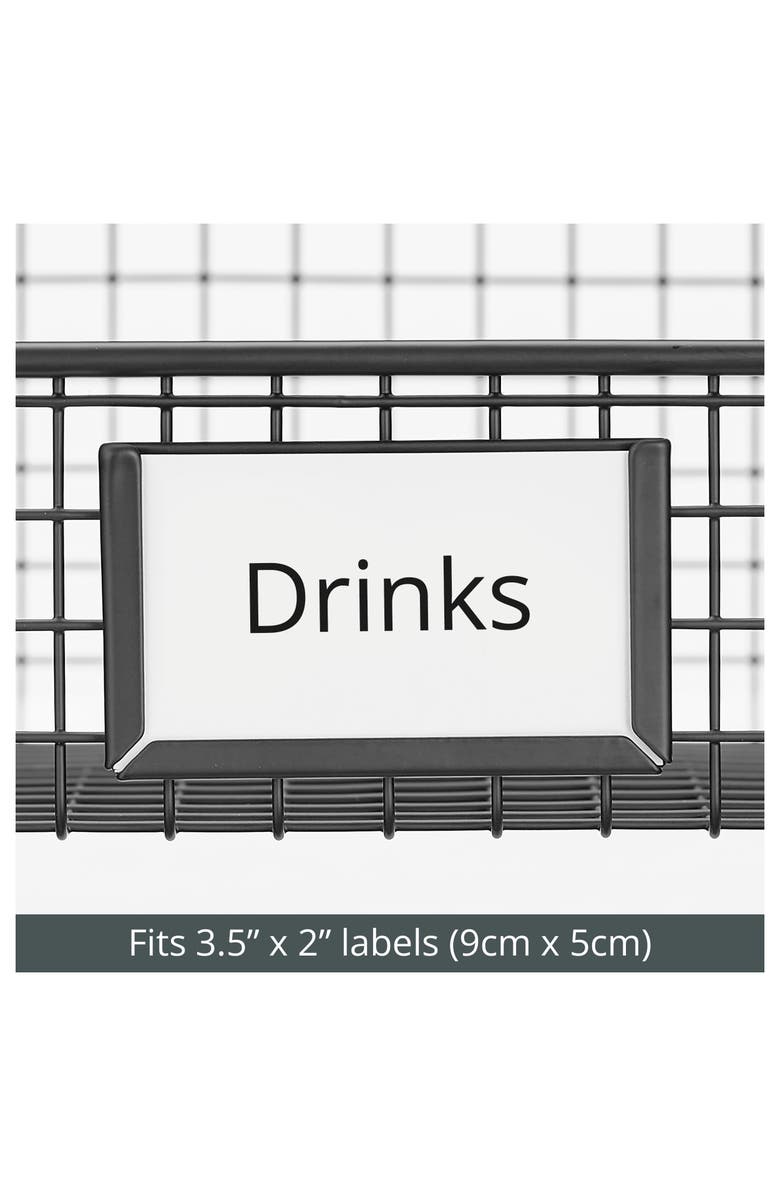 mDesign Metal Open-Front Pantry Basket with Label Plate - Set of 4 - Matte Black, Alternate, color, 