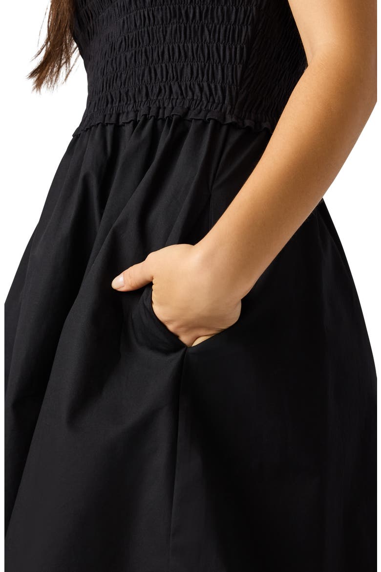 Sheffield Smocked Flare Minidress, Alternate, color, BLACK