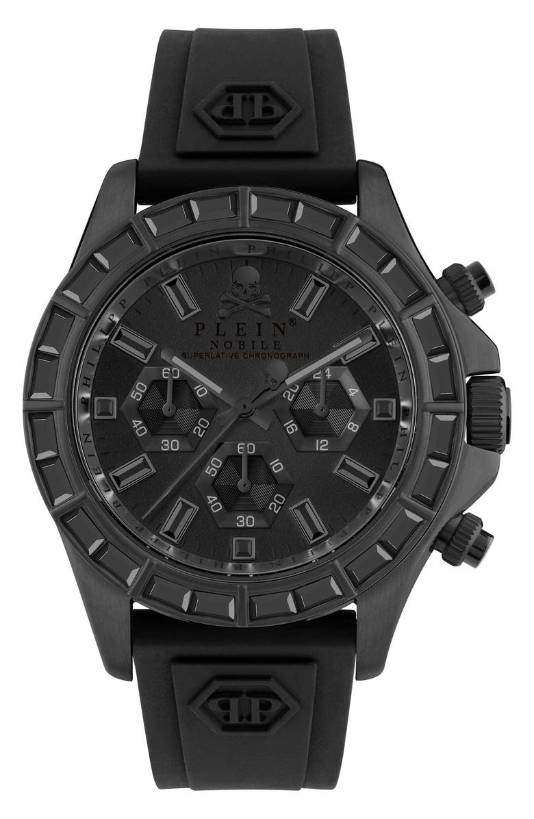 PHILIPP PLEIN Nobile Racing Silicone Strap Chronograph Watch, 43mm, Main, color, 