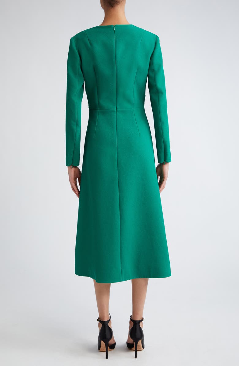 Emilia Wickstead Elta Wrap Front Long Sleeve Double Crepe Midi Dress, Alternate, color,