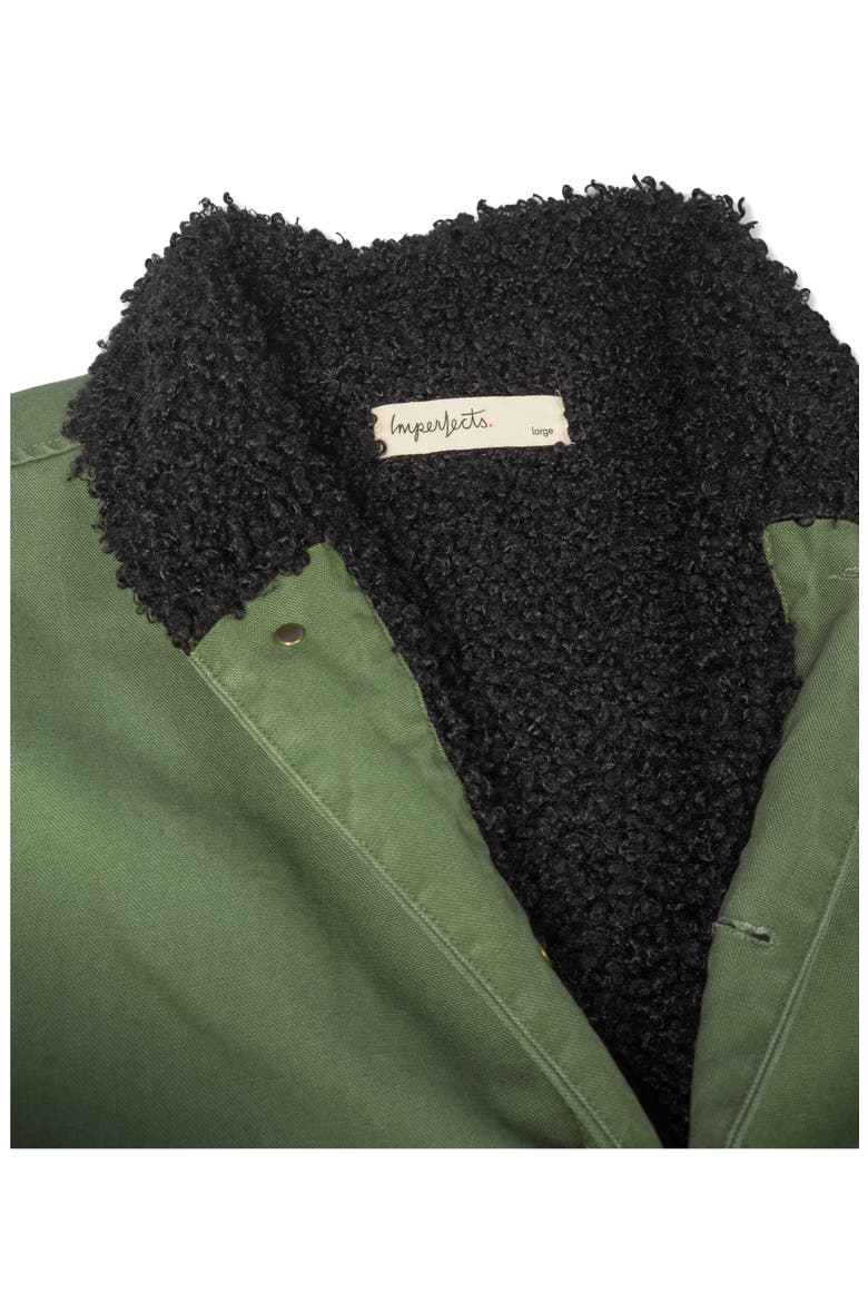 Shepherd's Organic Cotton Shirt Jacket with Faux Shearling Lining, Alternate, color, FATIGUE