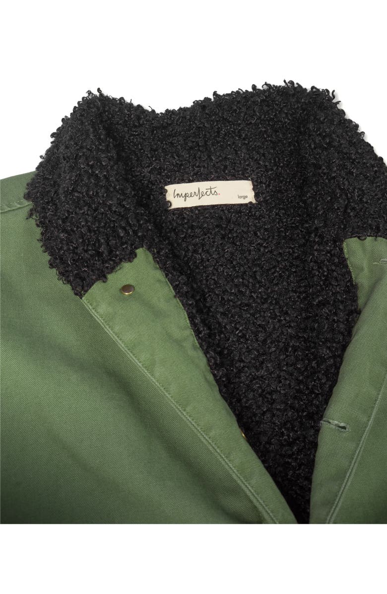 Imperfects Shepherd's Organic Cotton Shirt Jacket with Faux Shearling Lining, Alternate, color, Fatigue