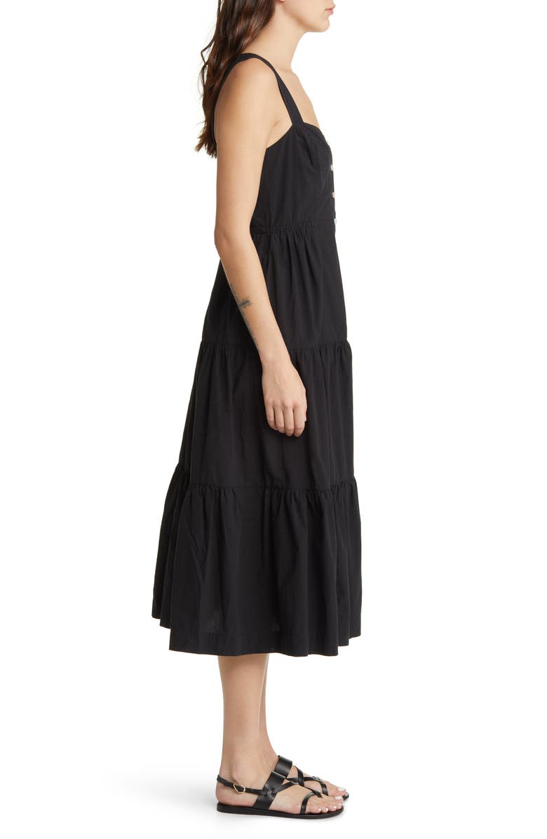 Madewell Button Front Tiered Midi Dress, Alternate, color,