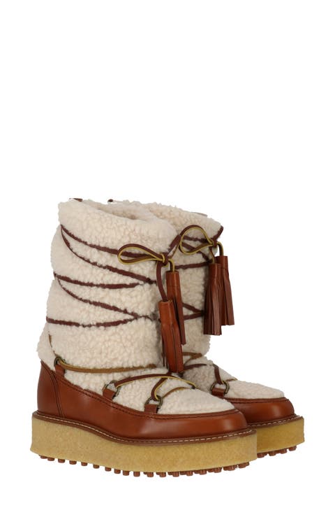 Faux Shearling & Leather Platform Boot (Women)