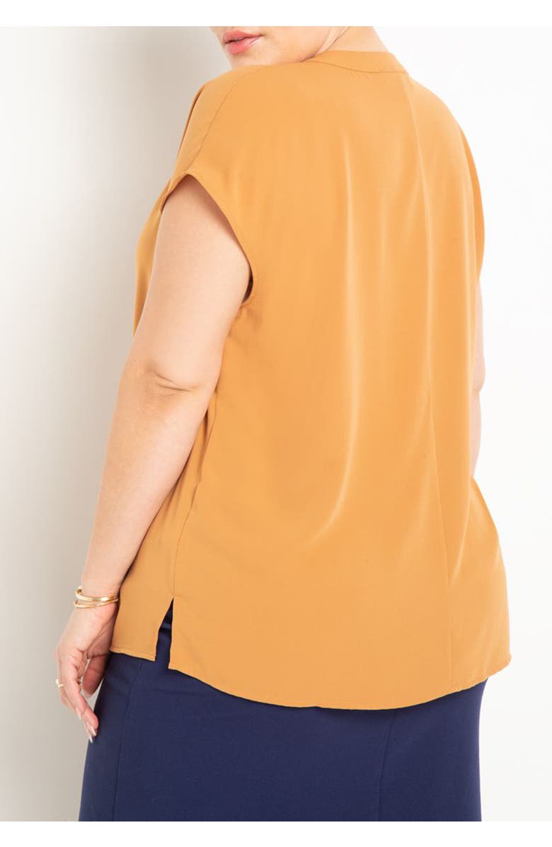 ELOQUII Notch Collar Blouse, Alternate, color, Biscuit