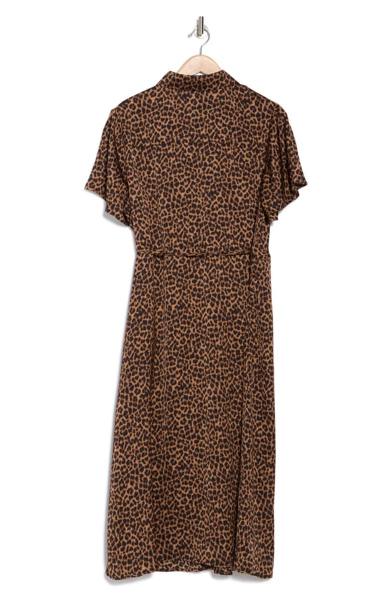 NORDSTROM RACK Short Sleeve Wrap Dress, Alternate, color, Brown- Black Leopard