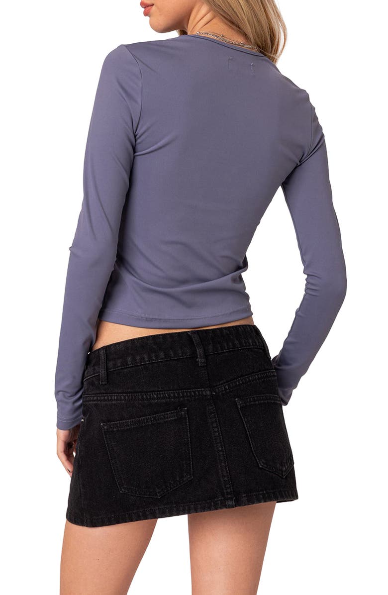 EDIKTED Tay Long Sleeve Crop Top, Alternate, color, Dark-Gray