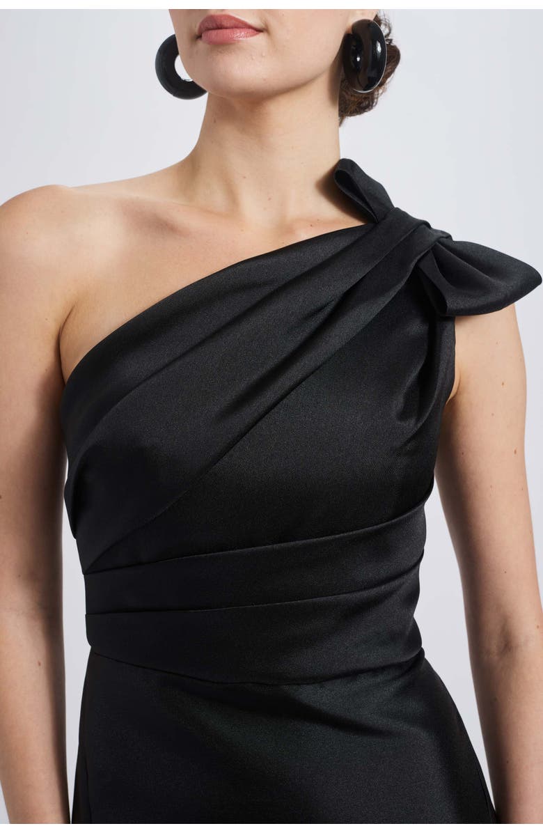 Amsale Mikado Draped Bodice Gown, Alternate, color, Black